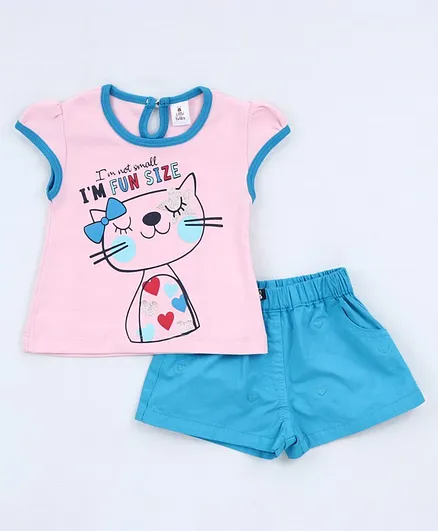 Little Folks Half Sleeves Top and Bottomwear -Pink