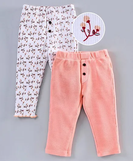 Bloom Up Full Length Leggings Floral Print Pack of 2 - Orange
