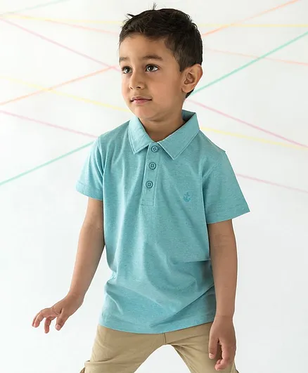 Campana Half Sleeves Solid Color Polo T-Shirt - Ice Blue