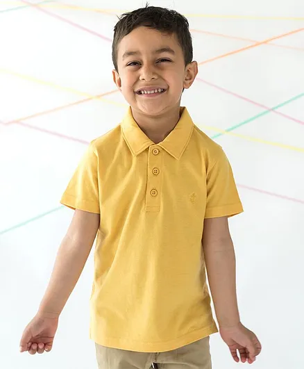Campana Half Sleeves Solid Color Polo T-Shirt - Yellow