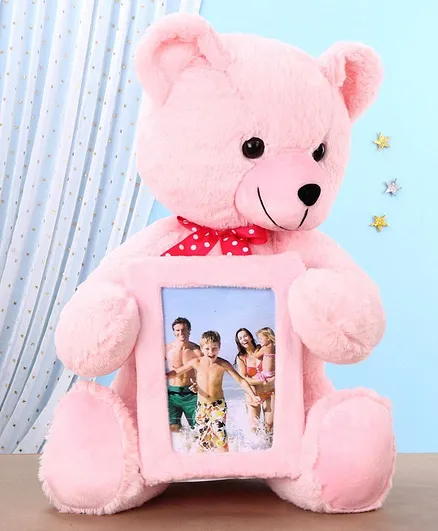 Chun Mun Stuff Teddy Bear Soft Toy With Photo Frame Pink - Height 43.5 cm