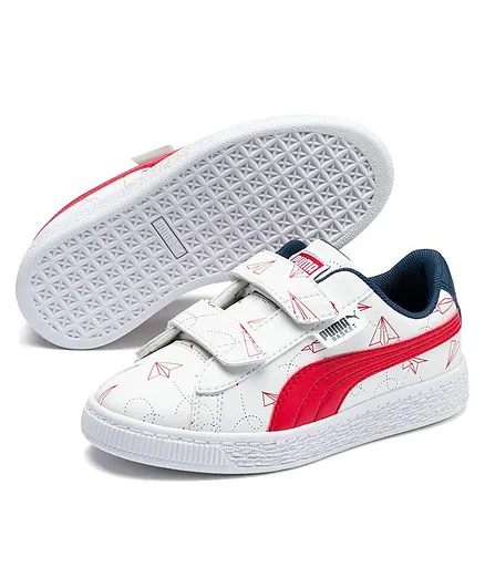 PUMA Basket Paper Plane V Ps Shoes - White & Red