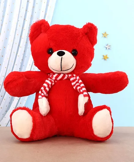 Chun Mun Stuff Teddy Bear Soft Toy With Scarf Red - Height 31 cm