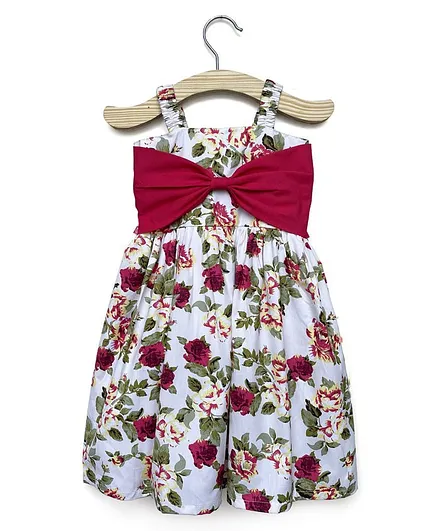 Twetoons Sleeveless One Piece Frock - White and Red