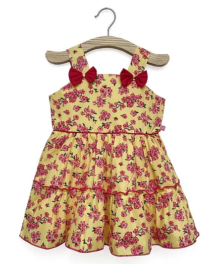 Twetoons Sleeveless One Piece Frock - Yellow and Red
