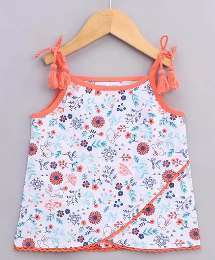 Babyoye Cotton Blend Singlet Multi Print Top - Multicolor