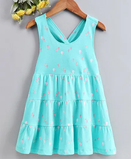 ToffyHouse Sleeveless A Line Frock Parachute Print - Blue