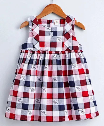 ToffyHouse Sleeveless Check Frock -Red