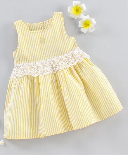 ToffyHouse Sleeveless Striped Frock - Yellow