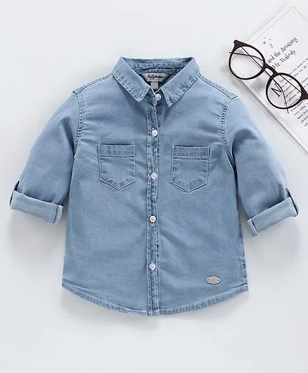 ToffyHouse Full Sleeves Denim Shirt - Blue