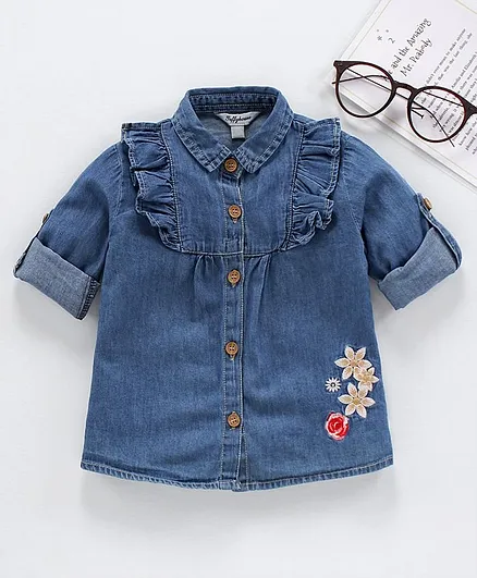 ToffyHouse Full Sleeves Denim Shirt - Blue