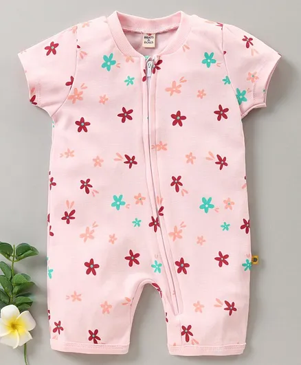 Brats and Dolls Half Sleeves Romper Printed - Pink