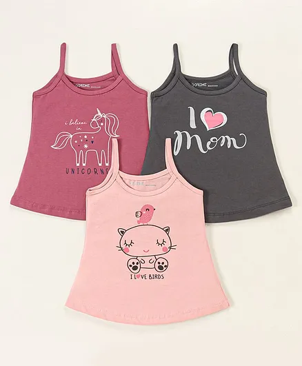 Doreme Singlet Slips Multiprint Pack of 3 - Bown Pink