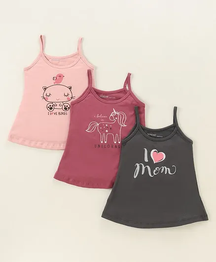 Doreme Singlet Slips Multiprint Pack of 3 - Bown Pink
