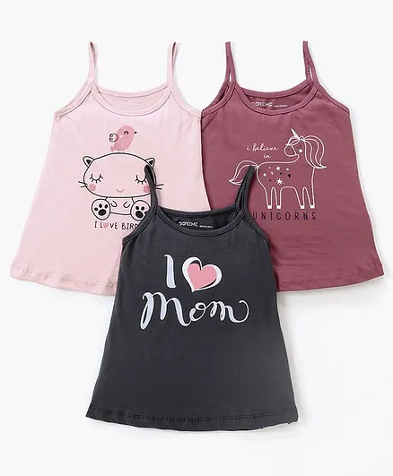 Doreme Singlet Slips Multiprint Pack of 3 - Bown Pink