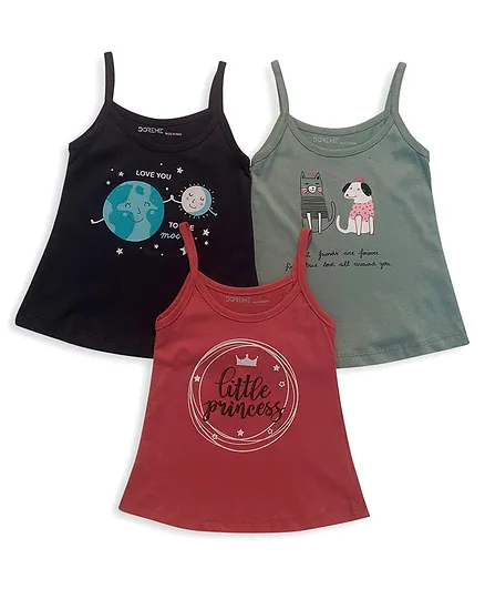 Doreme Singlet Slips Multiprint Pack of 3 - Navy Blue Green Pink