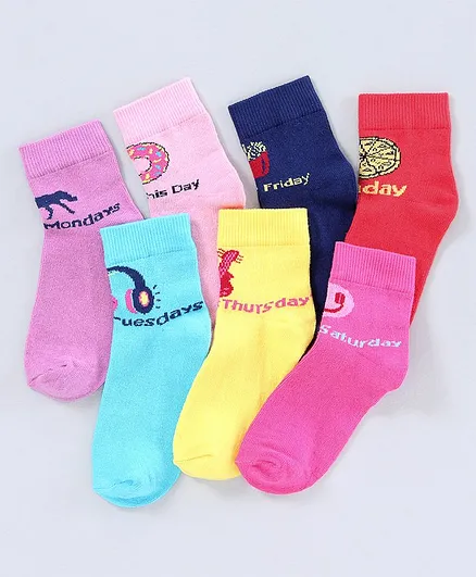 Pine Kids Anti Bacterial Socks Set of 7 Pairs - Multicolour
