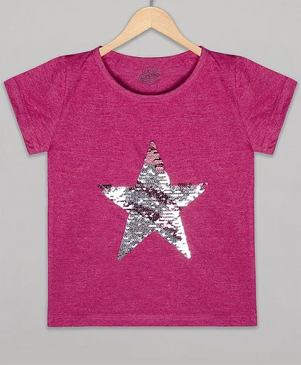 The Sandbox Clothing Co Short Sleeves Star Sequined Tee - Dark Pink