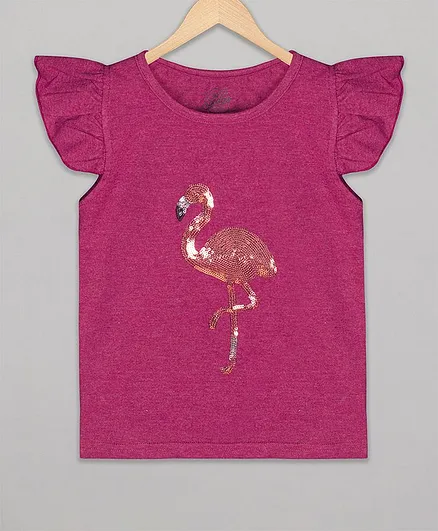 The Sandbox Clothing Co Short Sleeves Flamingo Sequined Tee - Pink