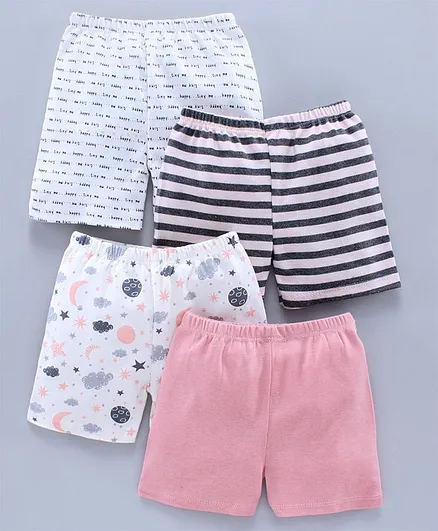 BUMZEE Printed Shorts Pack Of 4 - Pink
