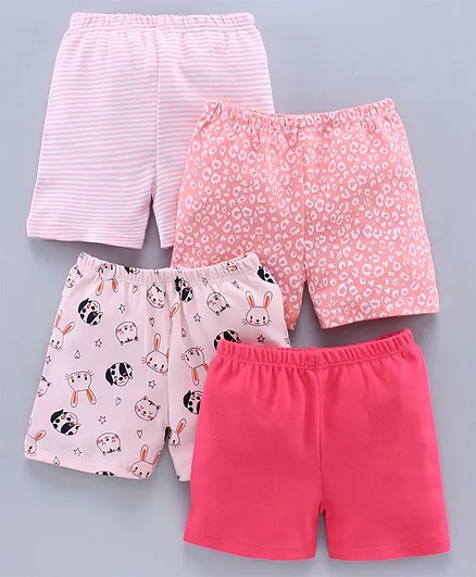 BUMZEE Printed Shorts Pack Of 4 - Pink