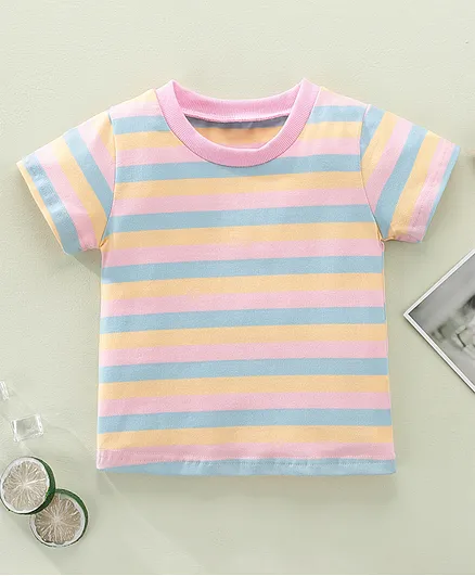 Kookie Kids Half Sleeves Top Stripes Print - Multicolor