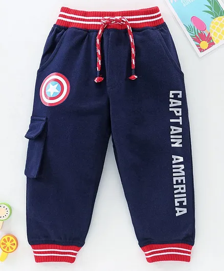 Marvel by Babyhug Full Length Lounge Pant Captain America Print - Blue