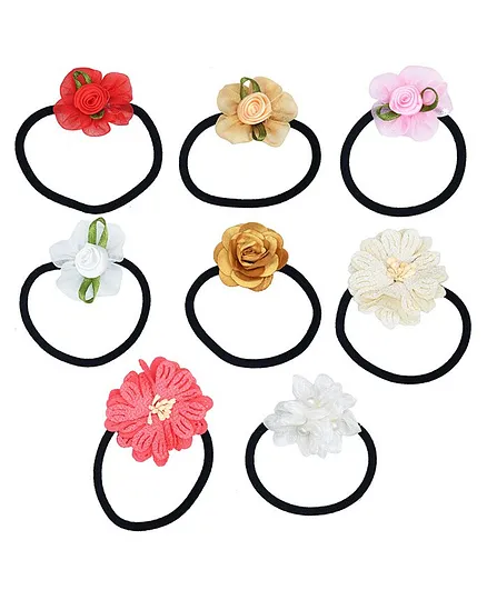 Funkrafts Set Of 8 Floral Design Rubber Bands - Multi Colour