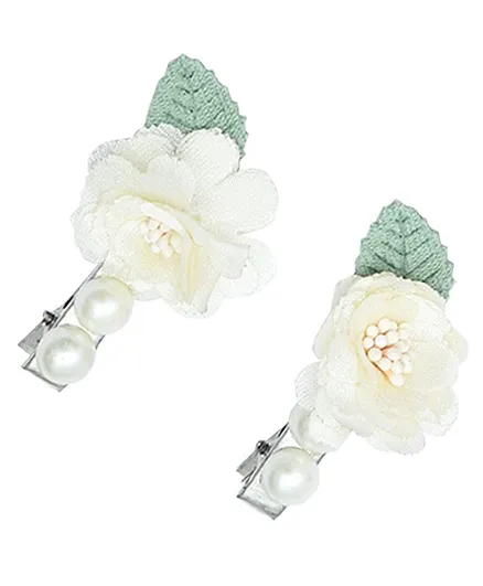 Funkrafts Flower Design Hair Clips - White