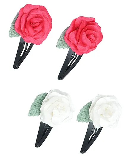 Funkrafts Flower Design Detailing Hair Clips Set Of 4 - Multicolor