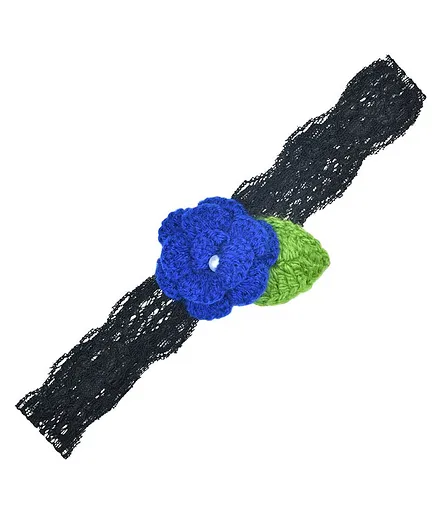 Funkrafts Crocheted Floral Headband - Blue