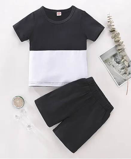 Kookie Kids Half Sleeves T-Shirt & Shorts - Black