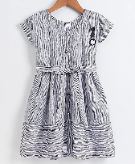 Nottie Planet Short Sleeves Striped Dress - Black