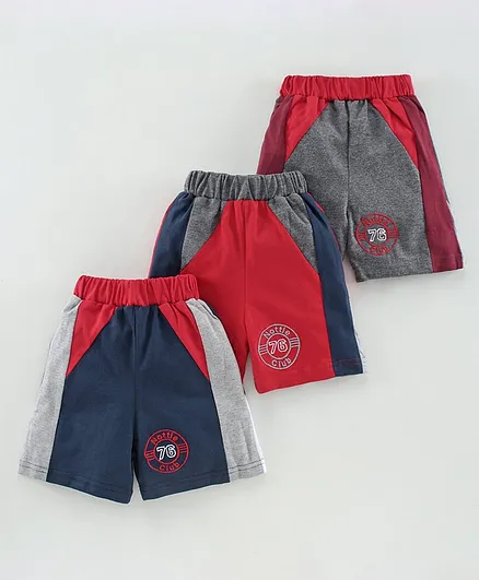 Nottie Planet Pack Of 3 Color Blocked Shorts - Red