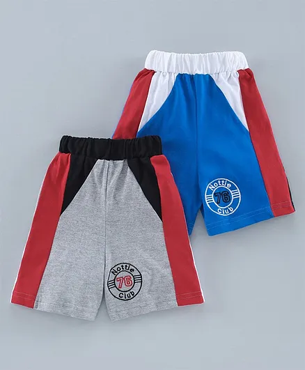 Nottie Planet Pack Of 2 Color Blocked Shorts - Red Blue