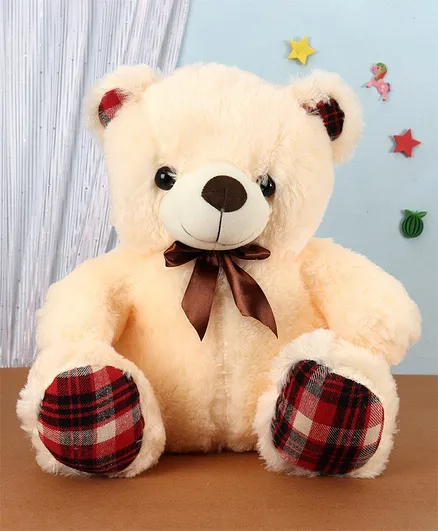 Dimpy Stuff Teddy Bear Soft Toy With Bow Cream- Height 48cm
