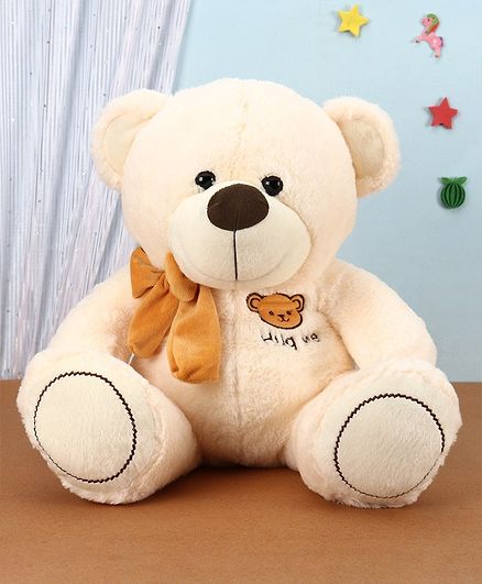 Dimpy Stuff Teddy Bear Soft Toy with Bow Cream - Height 40 cm