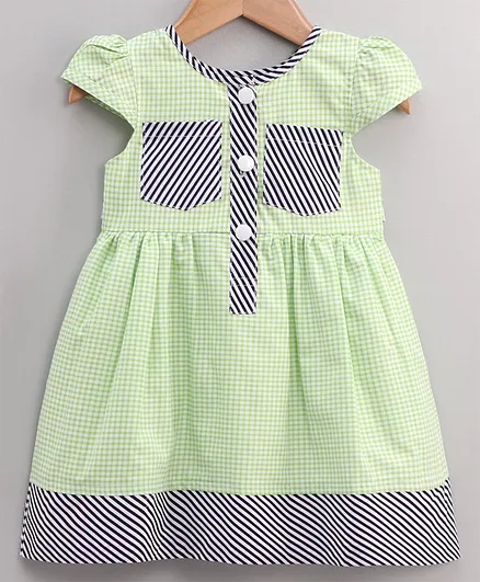Enfance Core Short Sleeves Checked Dress - Green
