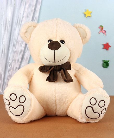 Dimpy Stuff Teddy Bear Soft Toy With Bow Cream - Height 36 cm