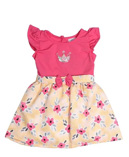 Doodle Girls Clothing Cap Sleeves Floral Print Dress - Pink