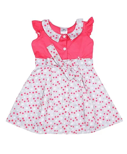 Doodle Girls Clothing Cap Sleeves Polka Dot Print Dress - Pink