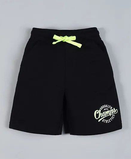 Plum Tree Champ Print Shorts - Black