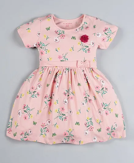Plum Tree Sleeveless Floral Printed Dress - Pink