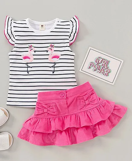 ToffyHouse Half Sleeves Top & Skirt Set - Pink