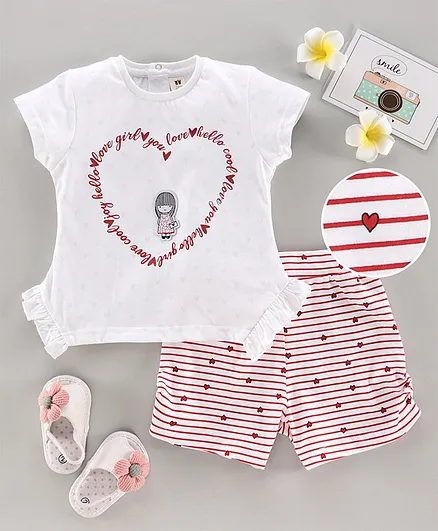 ToffyHouse Half Sleeves Top and Shorts - Red