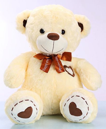 Dimpy Stuff Teddy Bear With A Bow Soft Toy Cream - Height 50 cm
