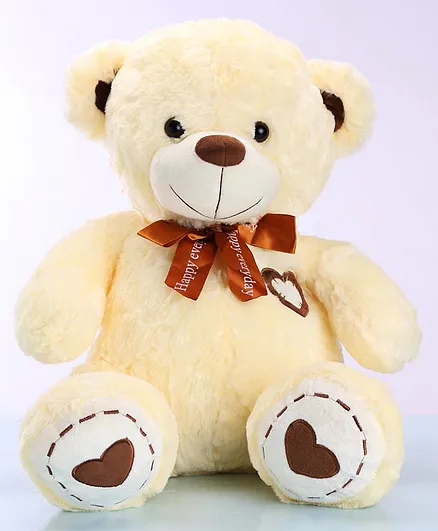 Dimpy Stuff Teddy Bear With A Bow Soft Toy Cream - Height 50 cm