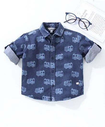 ToffyHouse Full Sleeves Printed Shirts - Blue