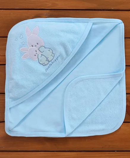 Simply Hooded Towel Bunny Embroidery - Sky Blue