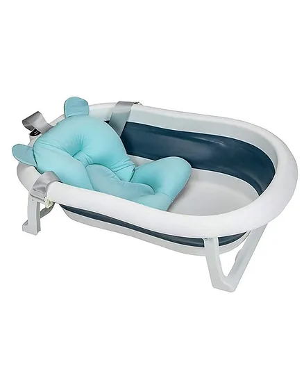 Syga Foldable Bath Tub With Cushion & Inbuilt Thermometer - Navy Blue
